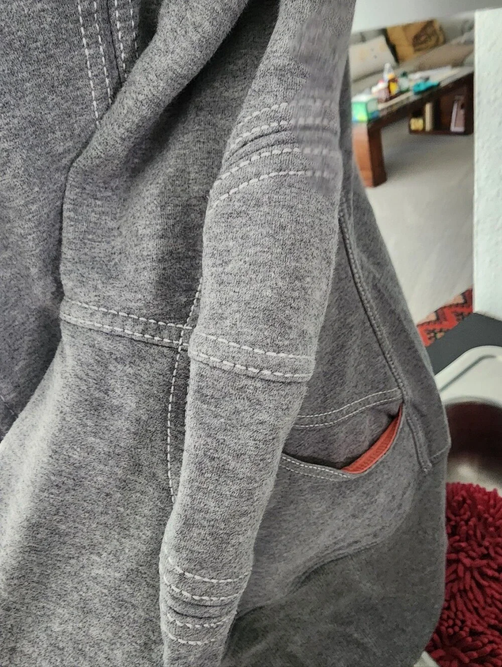 lululemon athletica Gray Zip-Up Hoodie with Pink Hood Lining